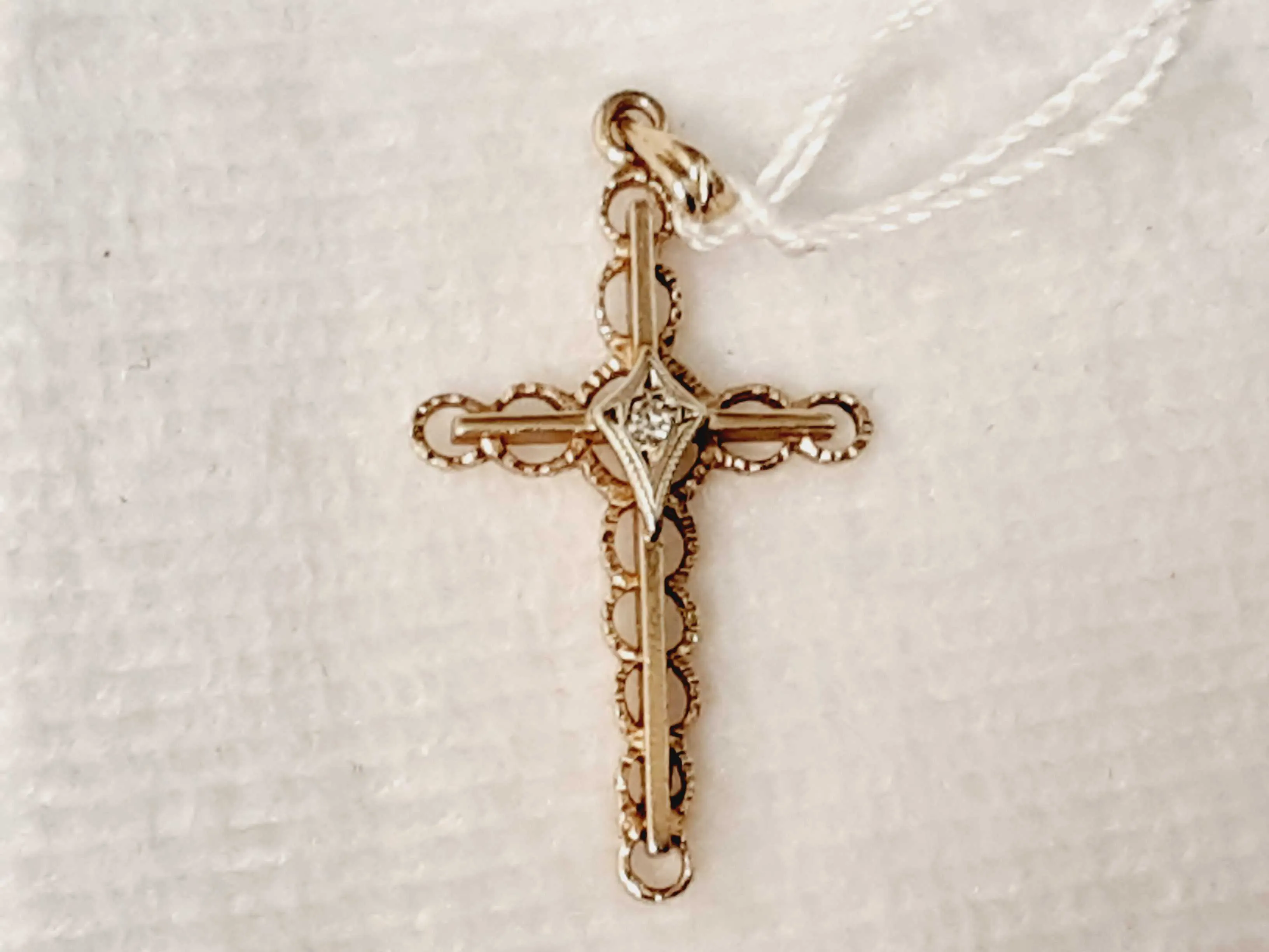 10k Yellow Gold Cross With 1 Diamond