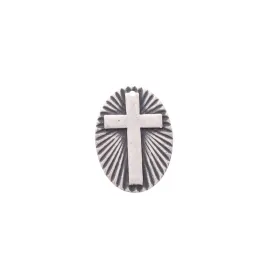 10mm Cross Prayer Pocket Medallion Charm, Classic Silver, Made in USA, pack of 6