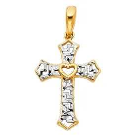 14K Gold Cross Religious Charm Pendant