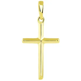 14K Solid Yellow Gold Traditional Simple Religious Cross Pendant