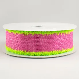 1.5" Chenille Edge Ribbon: Fuchsia & Fresh Green (10 Yards)