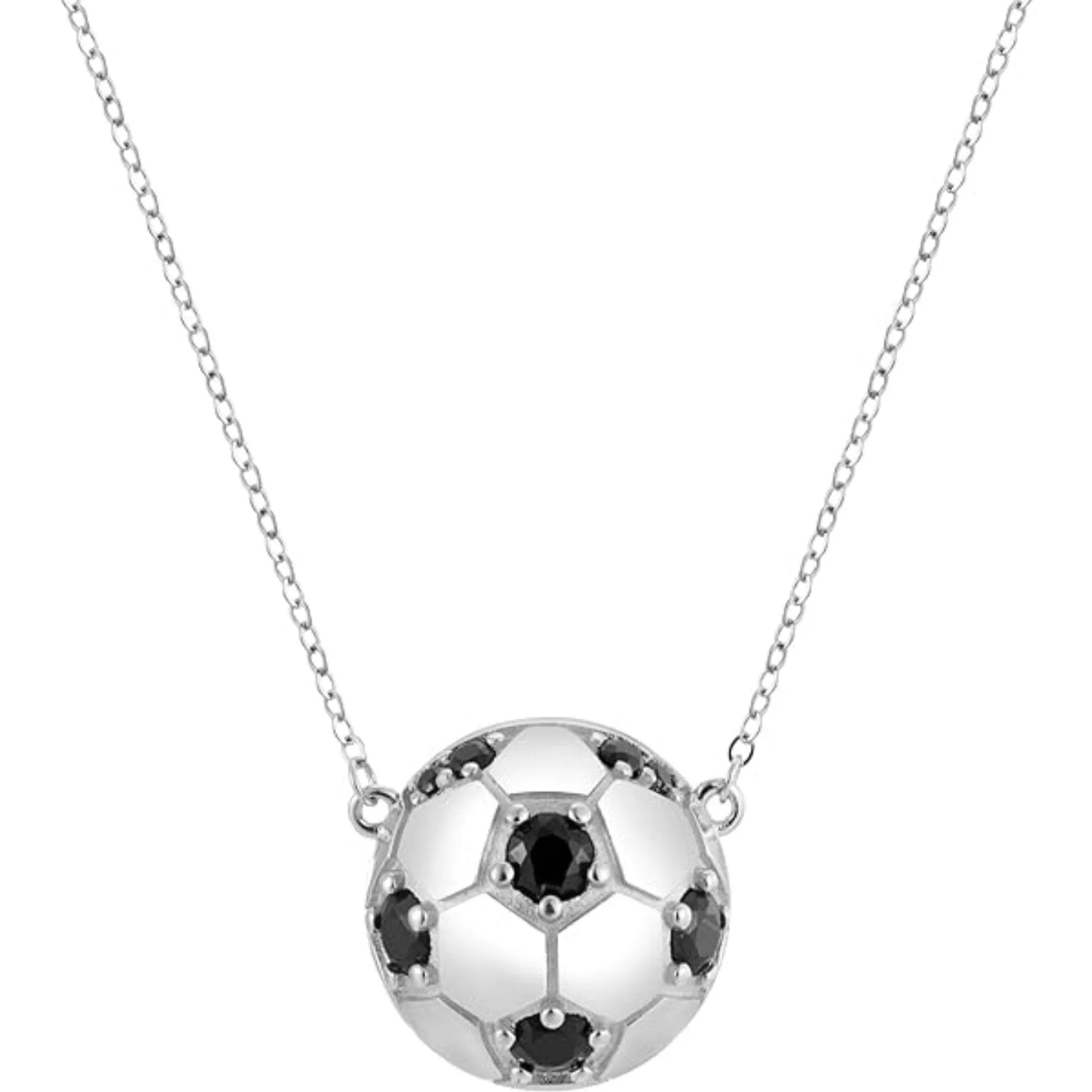 2D Crystal Soccer Ball Football Pendant Necklace