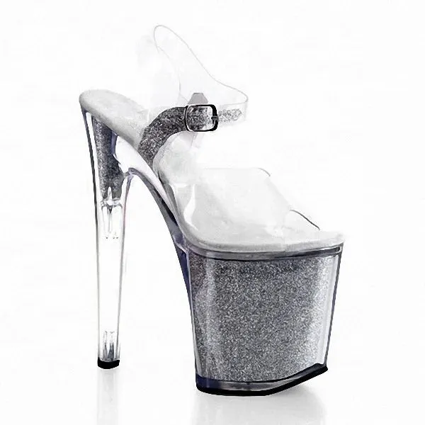 8 inch-20 cm high Heeled Sandals flash powder steel pipe shoes models for women's shoes Party dresses stage of shoes slippers