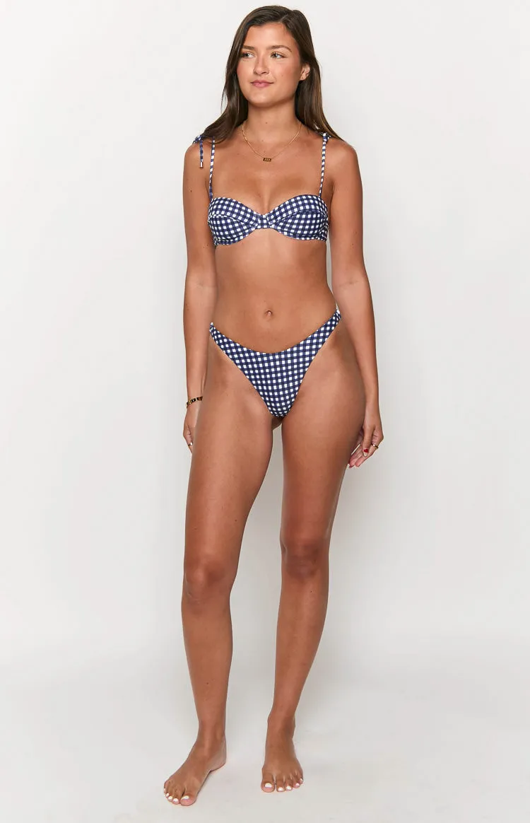 9.0 Swim Bianca Navy Gingham Bikini Bottoms