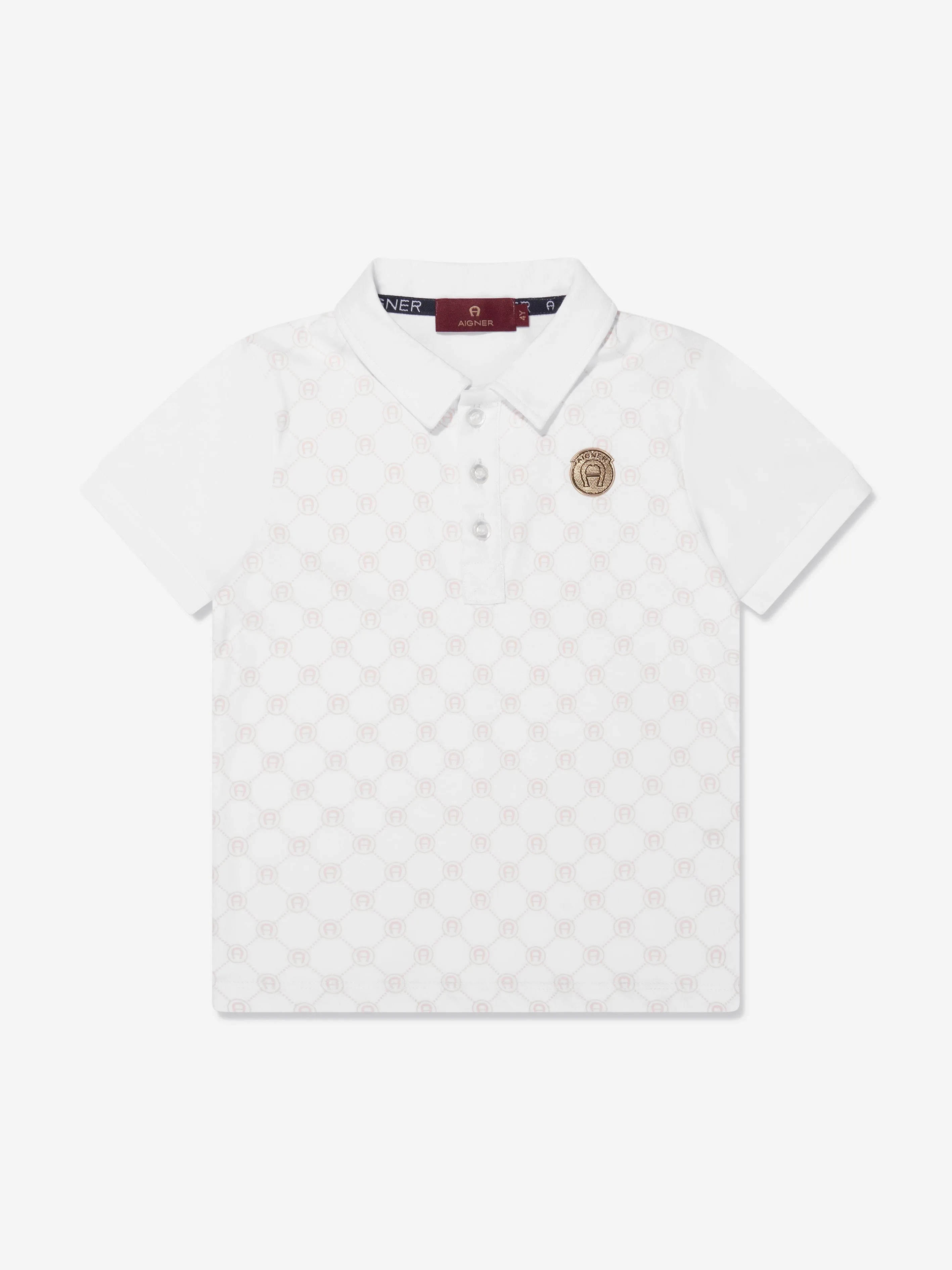 Aigner Boys Logo Polo Shirt in White