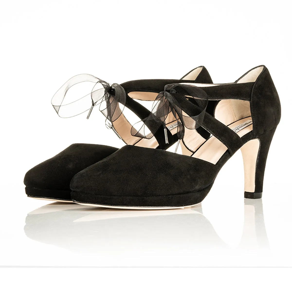 Anya Extra-Wide Fit Platform Heels - Black Suede