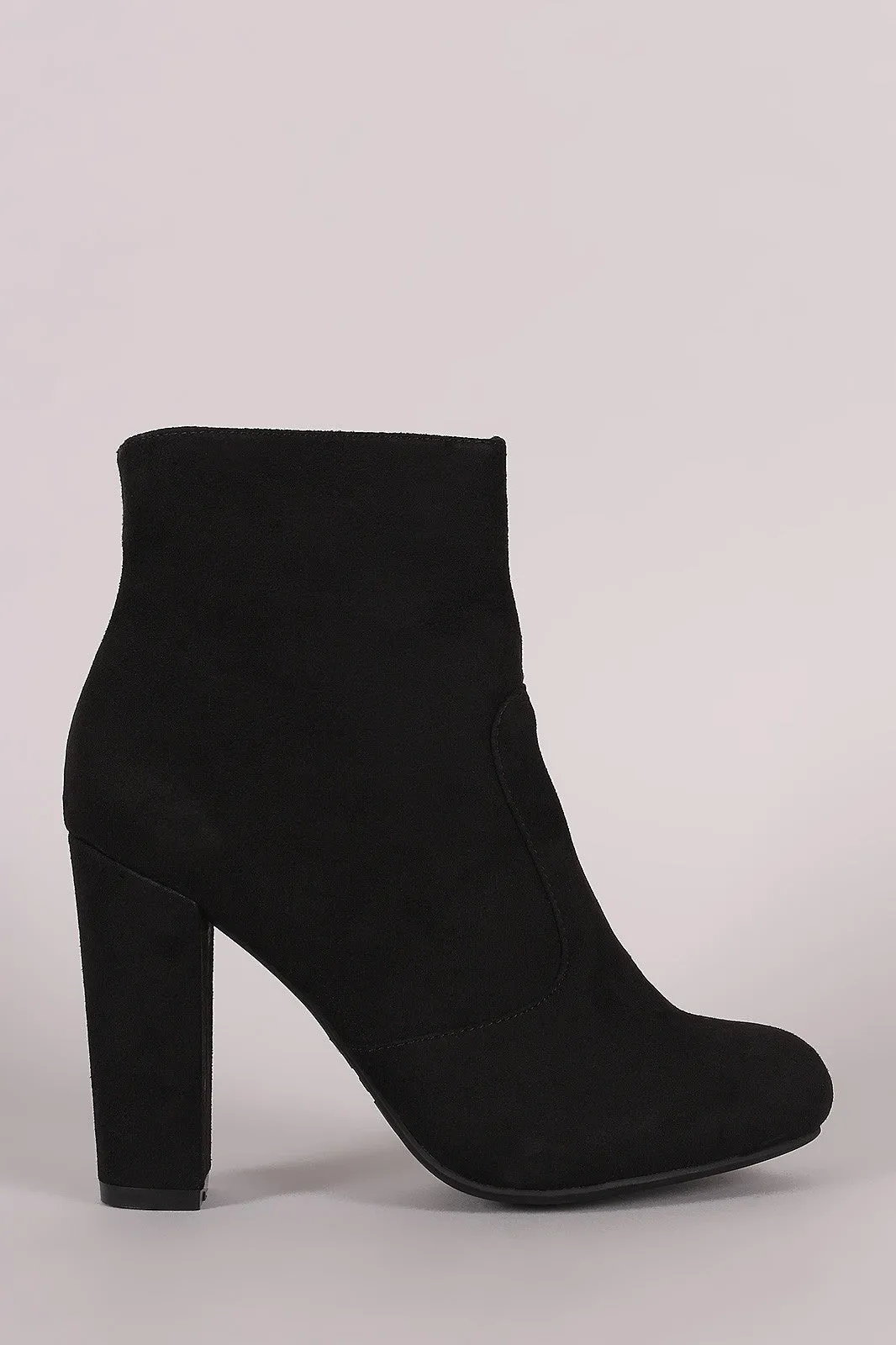 Bamboo Plain Suede Chunky Heeled Ankle Boots