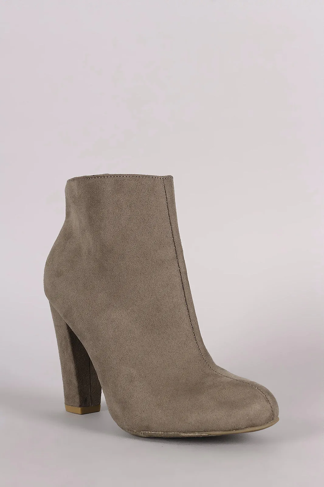 Bamboo Suede Plain Chunky Heeled Booties