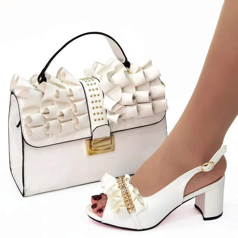 Beautifical high heel open toe shoes women shoes and bags set  CR919