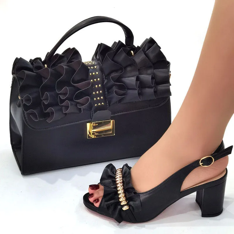 Beautifical high heel open toe shoes women shoes and bags set  CR919