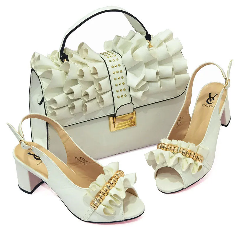 Beautifical high heel open toe shoes women shoes and bags set  CR919