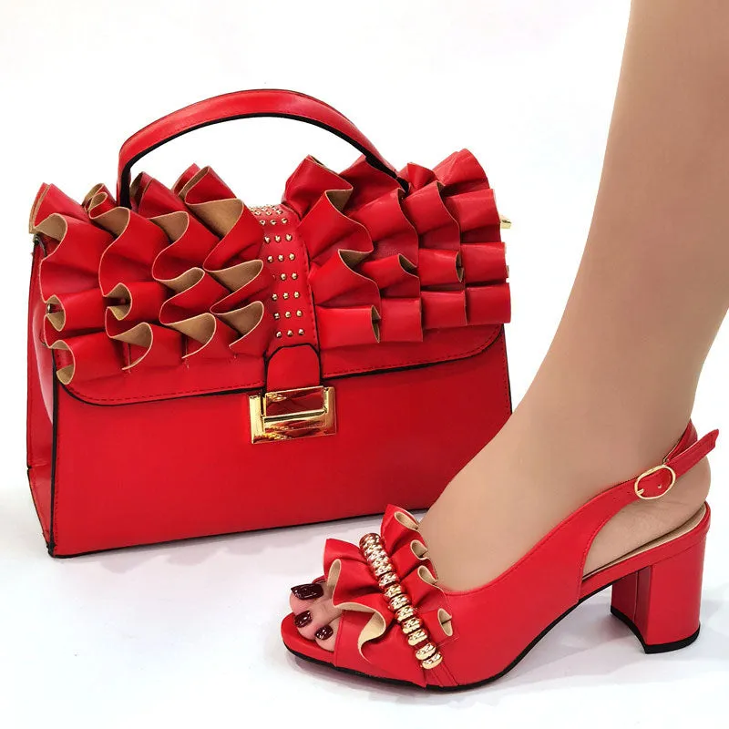 Beautifical high heel open toe shoes women shoes and bags set  CR919