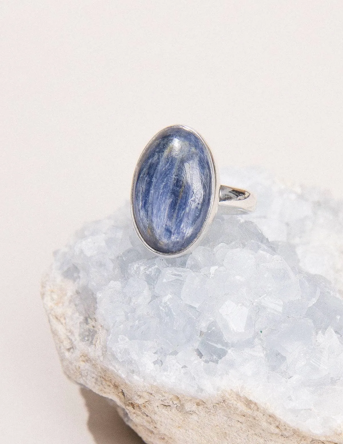 Blue Kyanite Oval Gemstone Ring