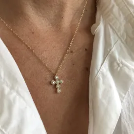 Bubbly Diamond Cross Necklace