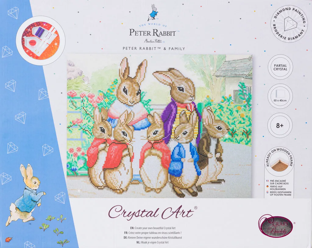 CAK-PRBT52L: Peter Rabbit and Family 50x40m Crystal Art Canvas Kit