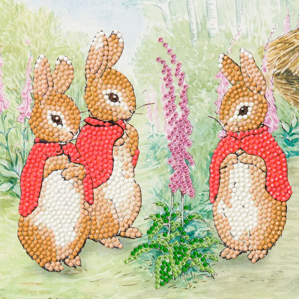 CCK-PRBT03: The Flopsy Bunnies 18x18cm Crystal Art Card