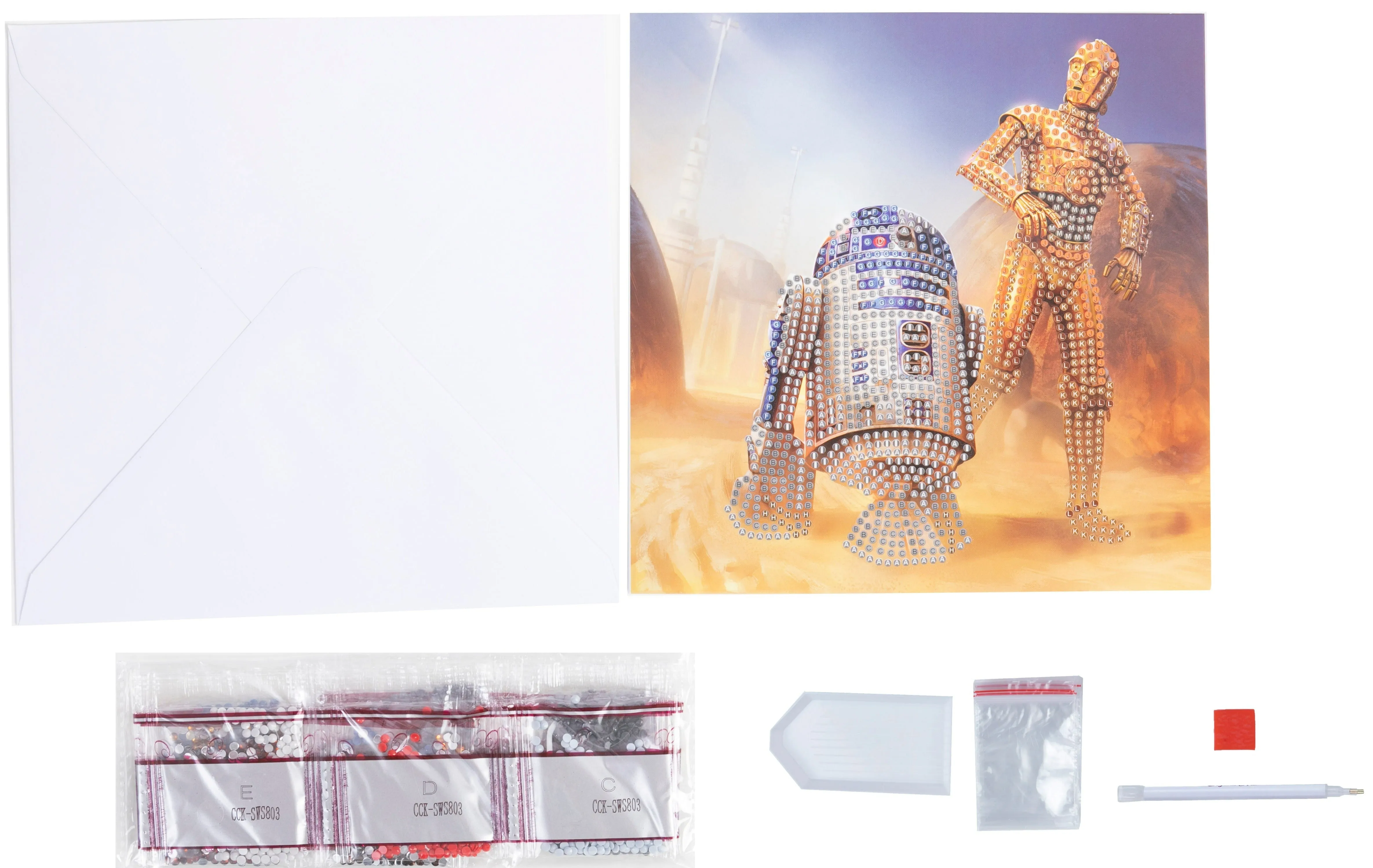 CCK-SWS803: R2-D2 & C-3PO 18x18cm Crystal Art Card