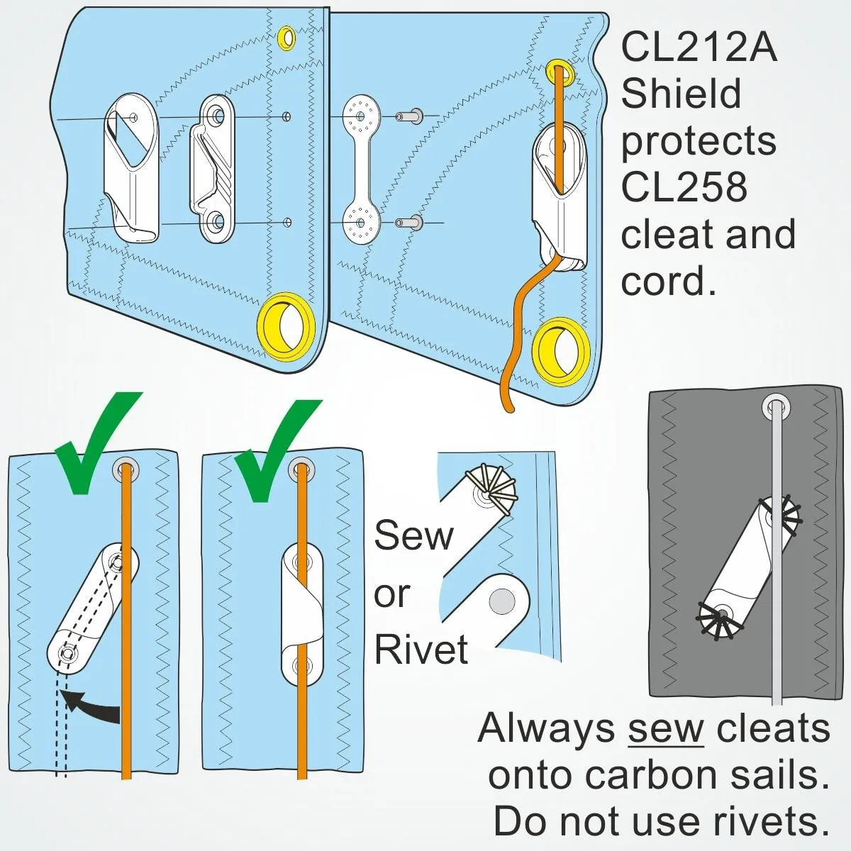 Clamcleat CL258 Racing Fine Line (Starboard)