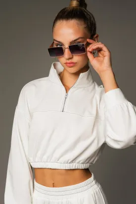 Cozy Quarter Zip Cropped Sweatshirt