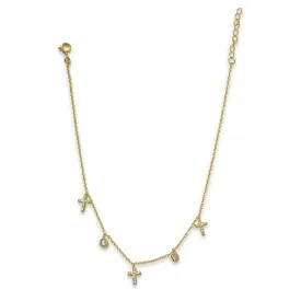 Cross Charm Bezel Anklet