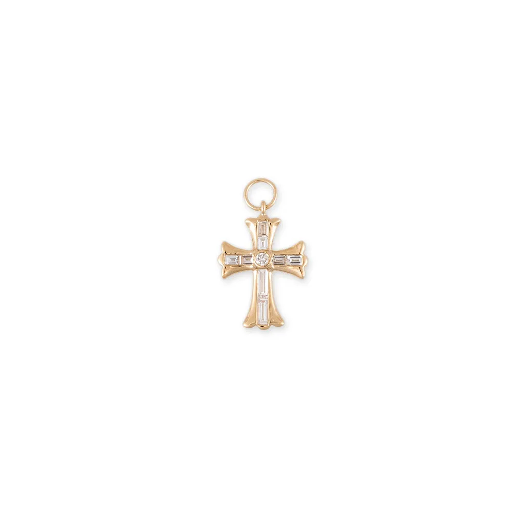 DIAMOND BAGUETTE GOTHIC CROSS CHARM