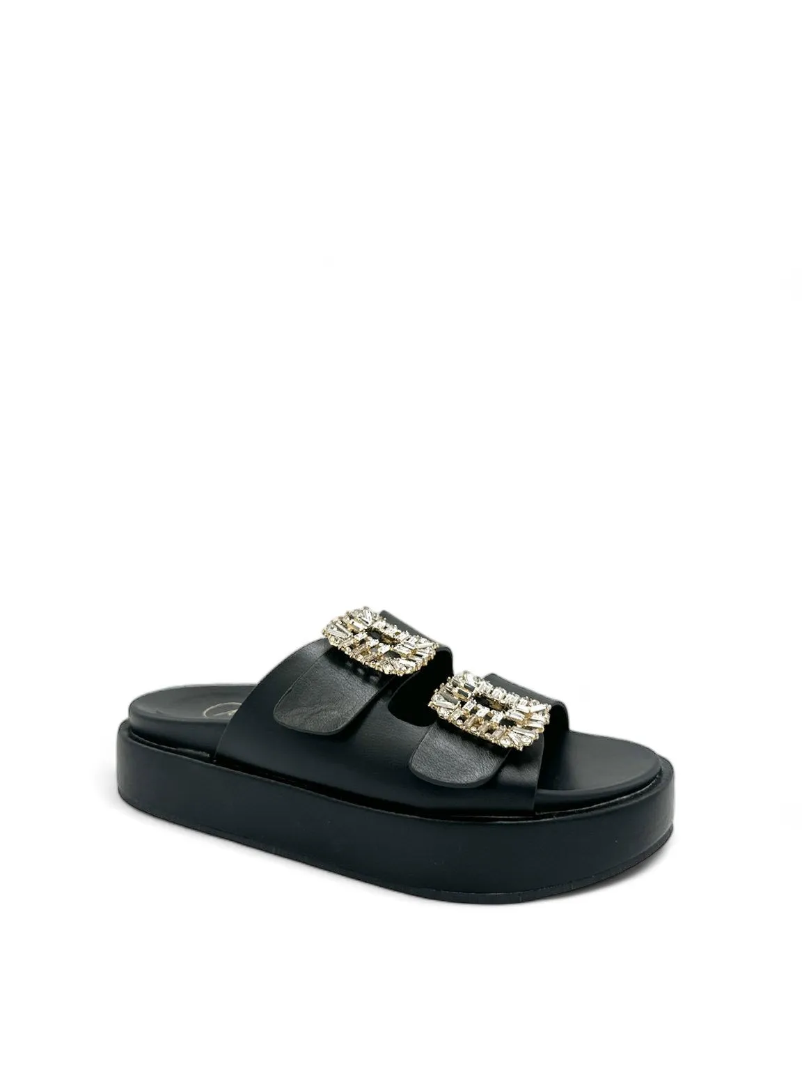 Dona Glistening Buckle Platform Sandals