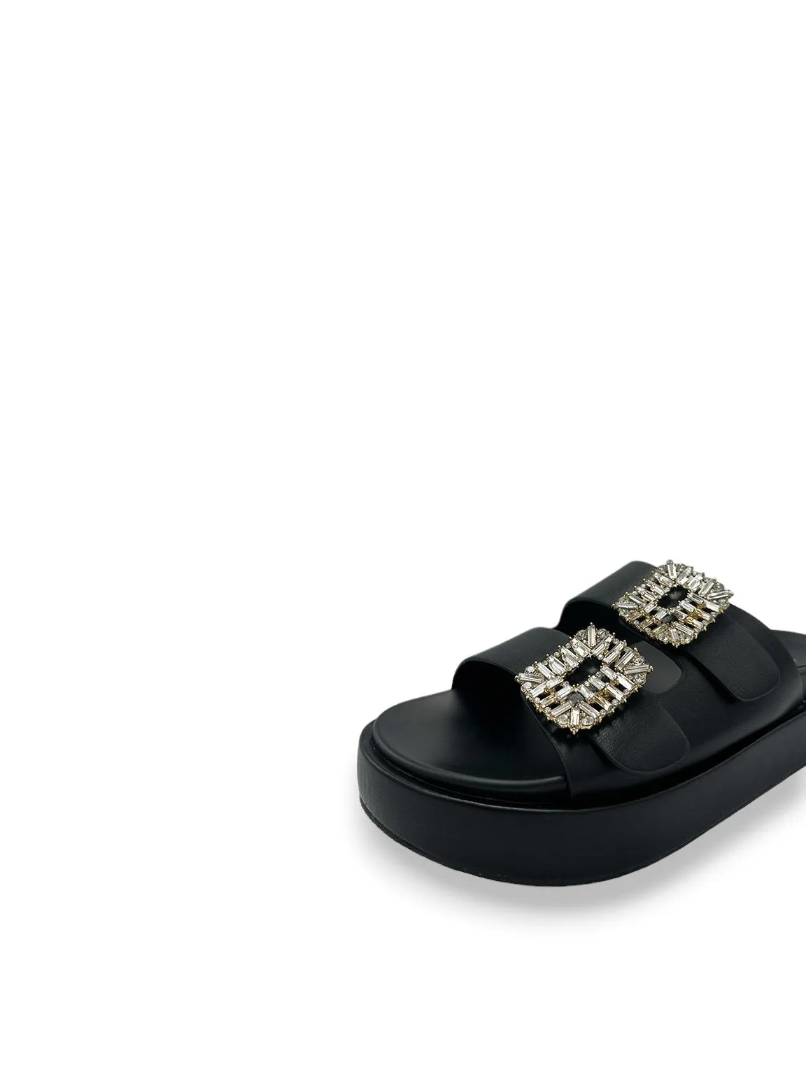 Dona Glistening Buckle Platform Sandals