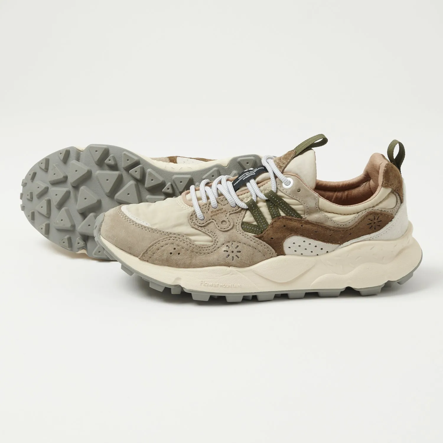 Flower Mountain Yamano 3 Man Suede/Nylon Sneaker - Off White/Beige