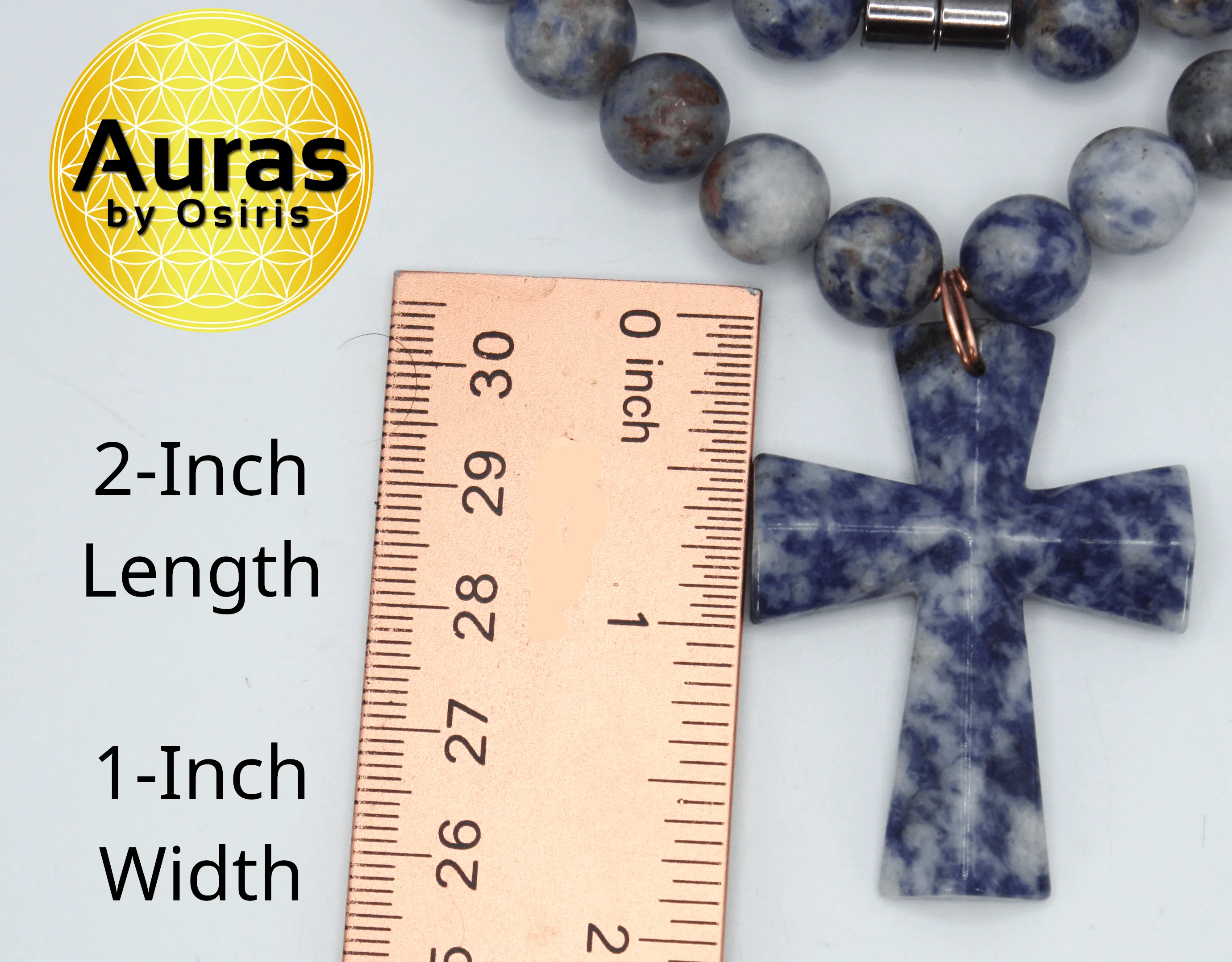 Genuine Sodalite Necklace with Sodalite Cross Pendant - Gift for Men/Woman - Spiritual Accessories - Religious Symbol