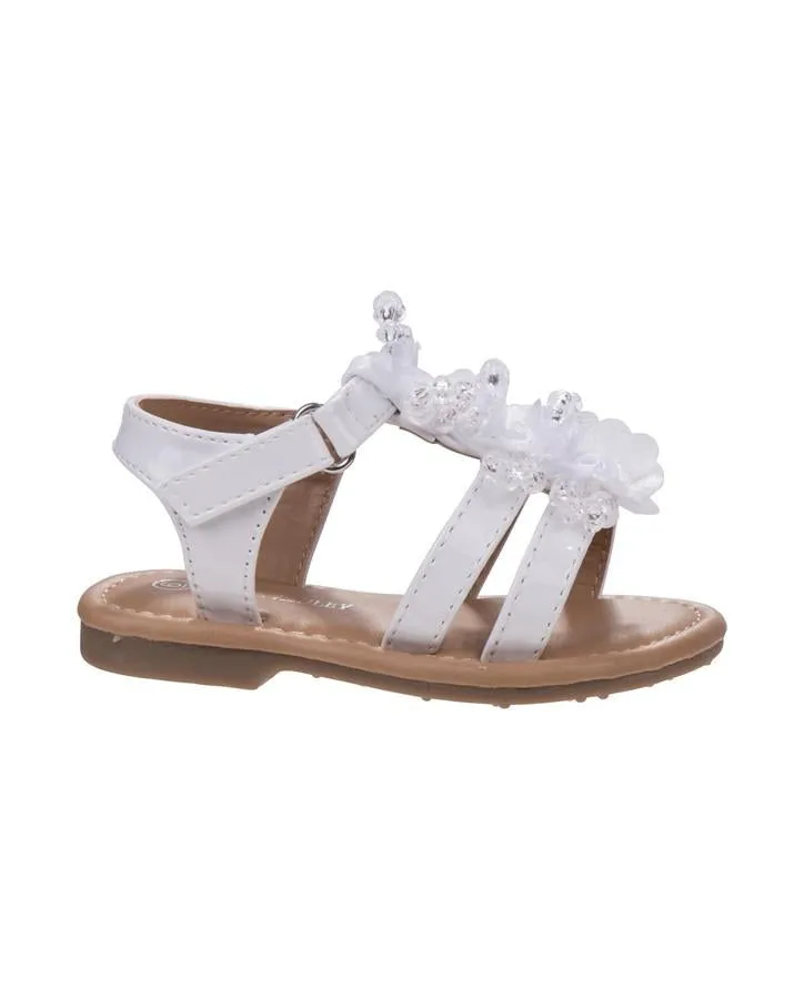 Girls White Embellishment Flower Sandal