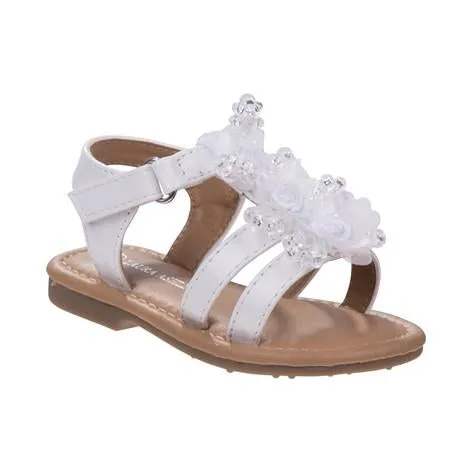 Girls White Embellishment Flower Sandal