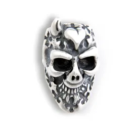 Graffiti Skull Bead with 1 Horn and Cross Charm