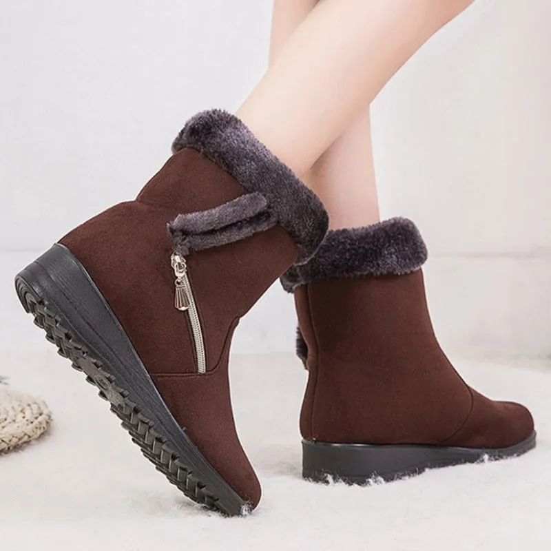 Groovywish Women Winter Boots Fur Collar Casual Orthopedic Shoes