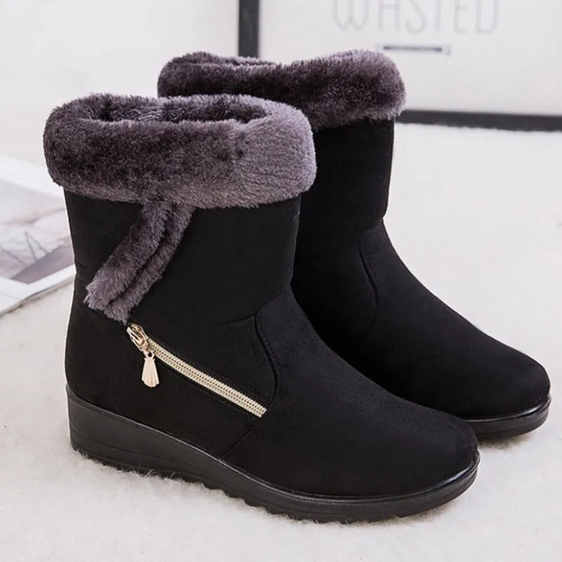 Groovywish Women Winter Boots Fur Collar Casual Orthopedic Shoes