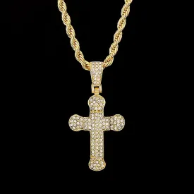 Iced Out Punk Rapper Cross Rhinestone Pendant