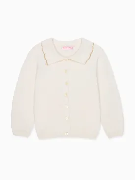 Ivory Luana Merino Girl Cardigan