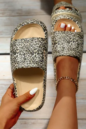 Leopard Print Casual Soft Rubber Slides Shoes