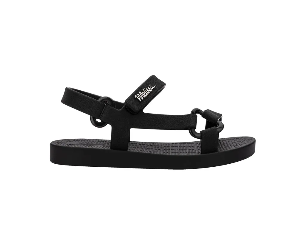 Mini Melissa Sun Downtown Black Flat Sandals For Baby