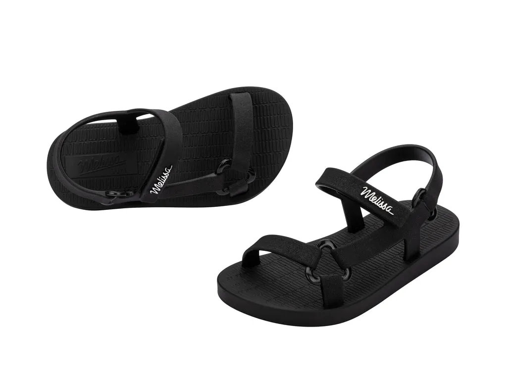 Mini Melissa Sun Downtown Black Flat Sandals For Baby