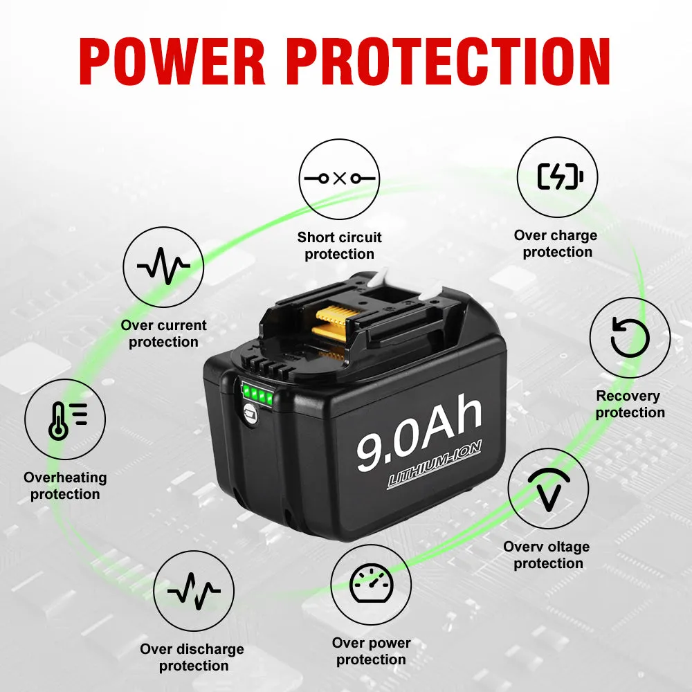 ONEVAN 18V 9.0Ah Lithium ion Battery Fit for Makita 18V Battery