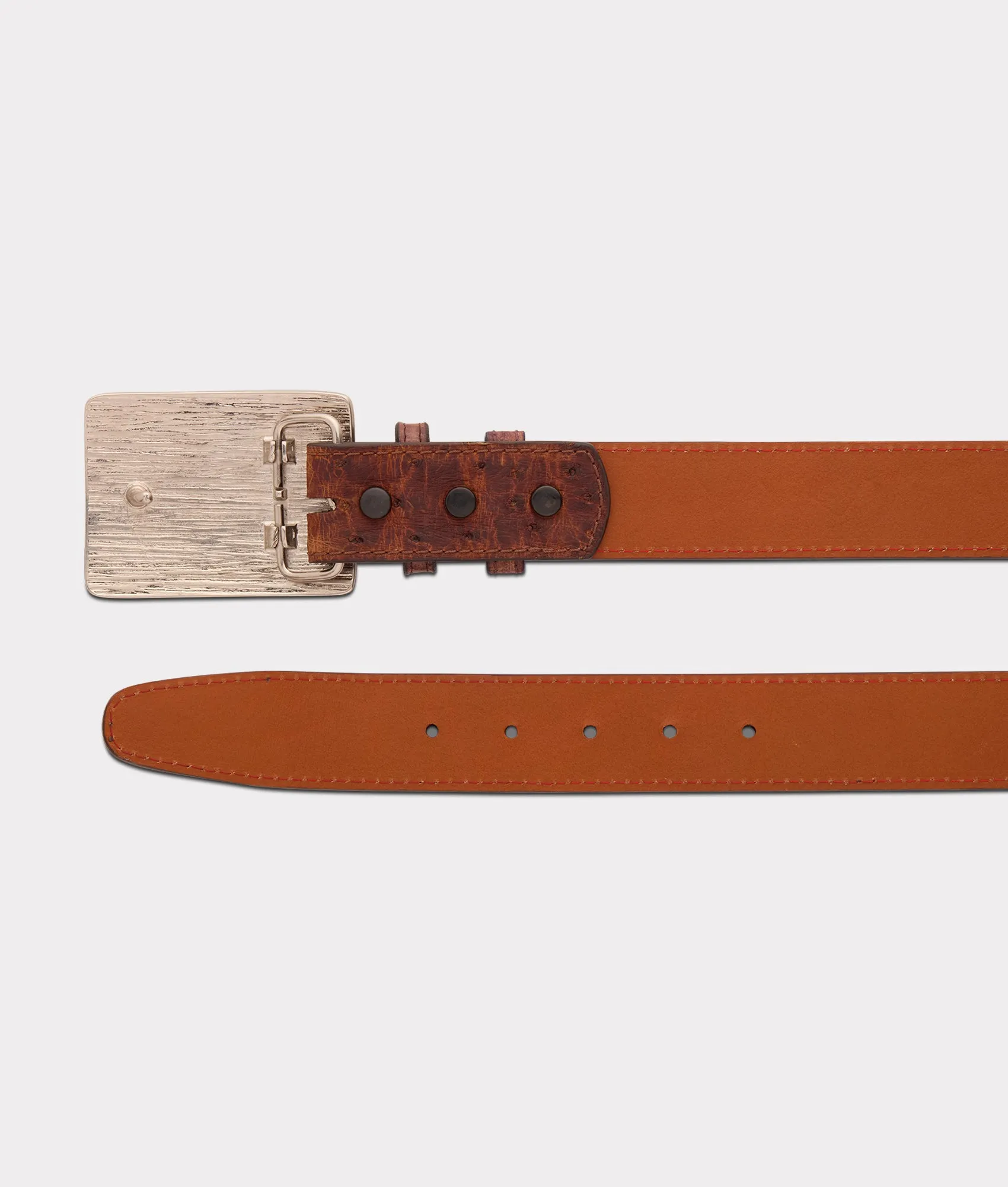 Pecan Full Quill Ostrich Memento Belt :: Tan