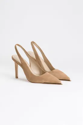 POINTY METAL TIP SLING BACK | SUEDE NUDE002