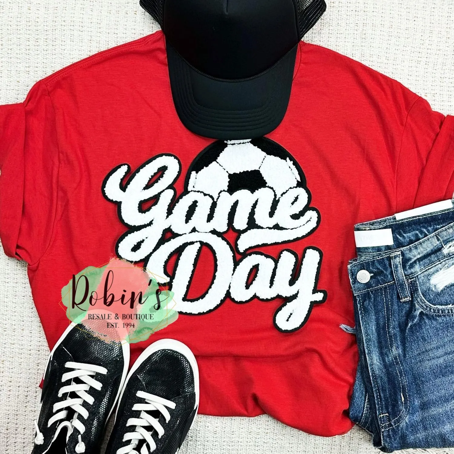 Soccer Game Day Chenille Patch Sweatshirt