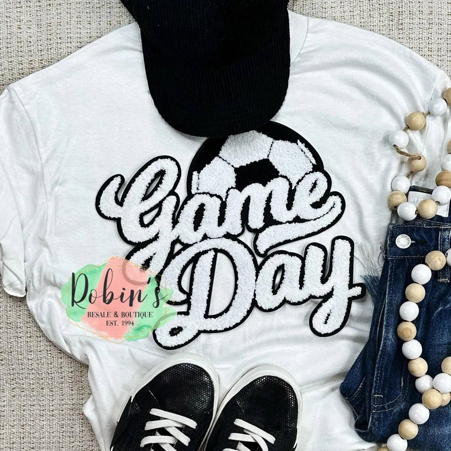 Soccer Game Day Chenille Patch Sweatshirt