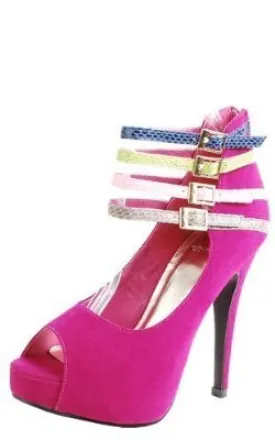 Women's Multi Color Peep Toe Platform Pump Shoes