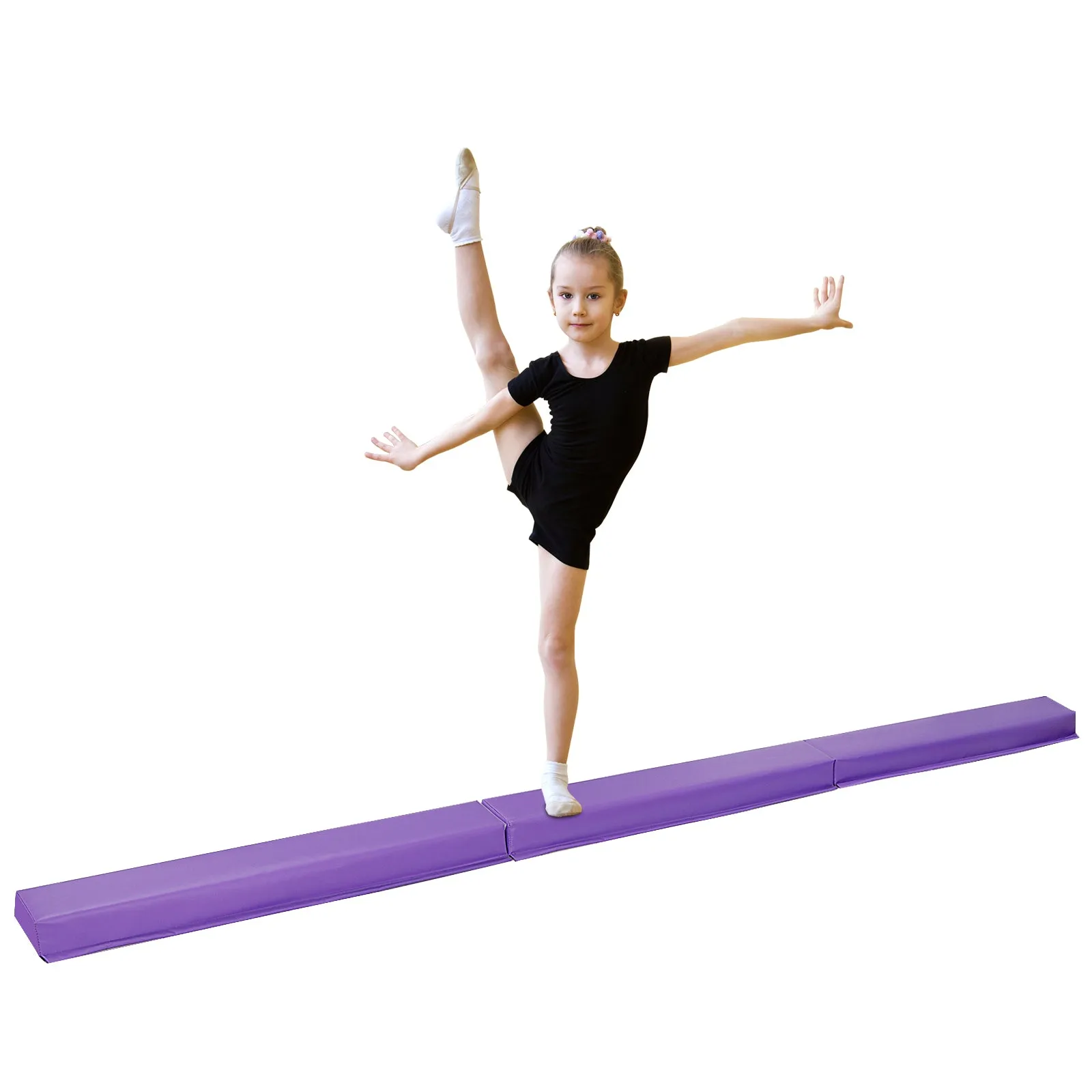 ZENY™ 9ft Folding Gymnastic Balance Beam Bar Foam Low Floor Extra Firm Balance Walking Beams